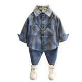 Toddler Boys Sweater Boys' Plaid Shirt Casual Loose Spring and Autumn