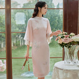 Women Cottagecore Dress Summer Pink Vintage Dress