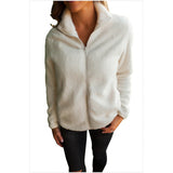 Women Sherpa Jacket Winter Turtleneck Long Sleeve Zipper Wool Slim Women Jacket Coat