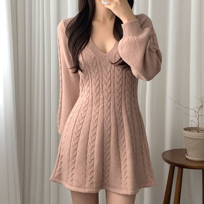 Sweater Dress Outfit With Tights 2 Piece Set Sweater Skirt Knitted Dress Women's Long Black Bottom Skirt Slim
