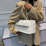 The Teacher Tote Autumn Women Bag Retro Alphabet Shoulder Bag Casual Large Capacity Underarm Canvas Bag