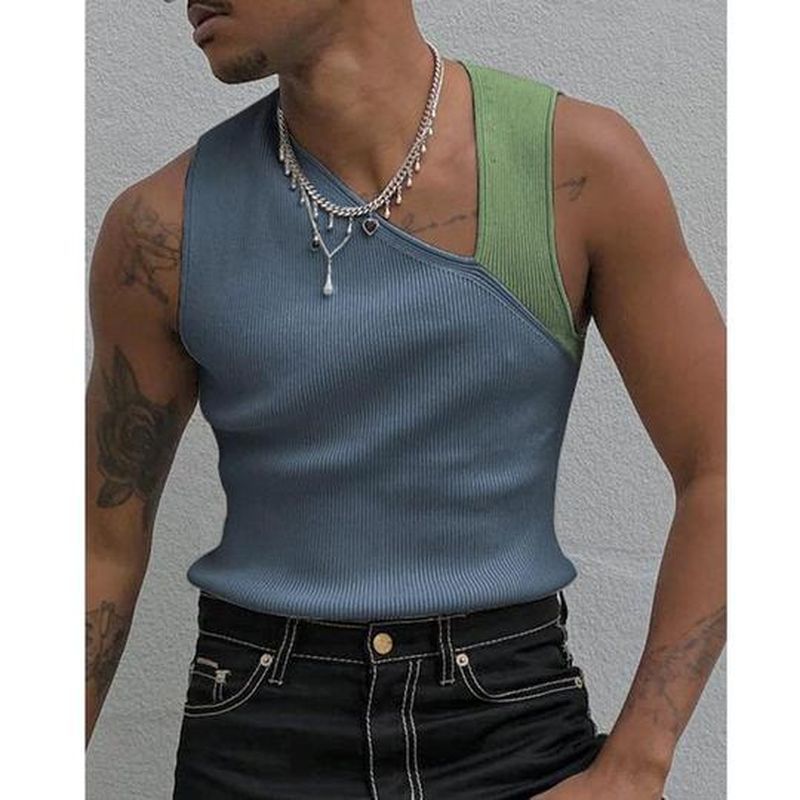 Rave Outfits Mens Vest Base Shirt Color Matching