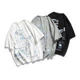 Men's T-shirt Summer Loose Hip Hop Graffiti Dinosaur Short-Sleeved T-shirt Men's Casual All-Match Short T round Neck