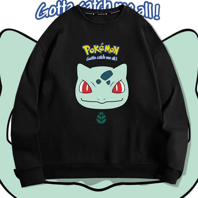 Men and Women Pokemon Pikachu Hoodie Bulbasaur Crew Neck Pullover Sweatshirt