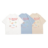 Men's T-shirt Cartoon Printed Short-Sleeved T-shirt Men's Summer Casual Hip Hop Loose round Neck Couple Half Sleeve
