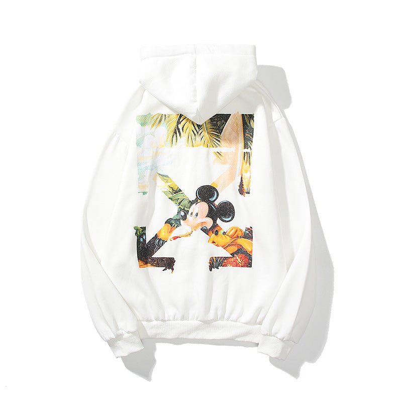 Off White Zipper Hoodie Autumn and Winter Printing Oil Painting Arrow Zipper Hooded Sweater