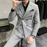 Seersucker Suit Double Breasted Two-Piece Suit