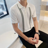 Men Polo Shirts Slim Fit Stretch Polo Collar Top T-shirt