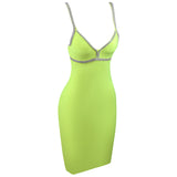 Women Bodycon Dress Sexy Dress Fluorescent Color Diamond Bandage Dress