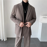 Seersucker Suit Loose Solid Color Casual Suit