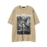Man Tees Washed Old Painting Design Summer Short Sleeve T-shirt