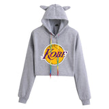 In Memory of Kobe Hoodie Kobe Peripheral Printed Women's Navel Cat Ears Hooded Sweater