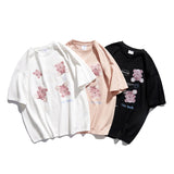 Summer Cartoon Bear Printed round Neck Men's and Women's Loose Short-Sleeved T-shirt Couple Wear