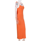 Homecoming Dresses Solid Color Backless Lace-up Cutout Strap Slim-Fit Maxi Dress