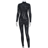 Kesha Black Dress Striped Mock-Neck See-through Jumpsuit Women