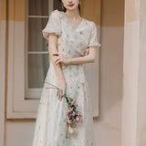 Women Cottagecore Dress Floral Small Skirt Vintage Dress Summer