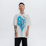 Men T Shirt Summer Casual Tops Love Heart Letter Print Short-Sleeve T-shirt Men round Neck Trend Loose Half Sleeve