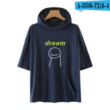 Dreamwastaken Novelty Hoodies Dream Merch Shirt Loose Print Fashion Loose Hooded T-shirt Short Sleeve Top