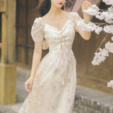 Women cottagecore Dress Gentle Long Dress Small Skirt Floral Dress