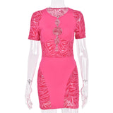 Kesha Black Dress Sexy Patchwork Hollow out See-through Women's Dress