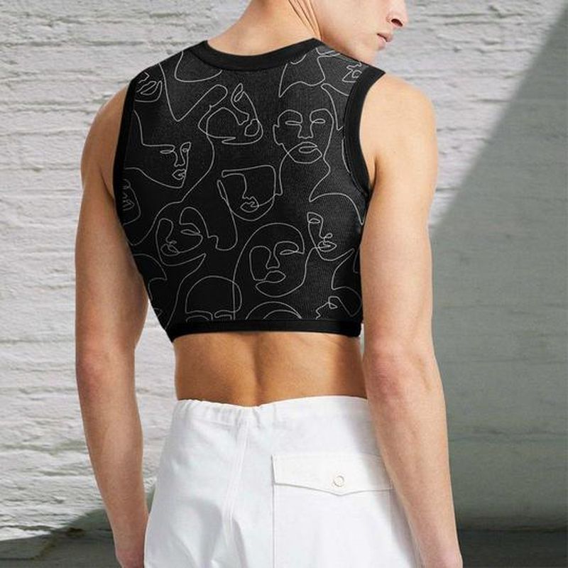 Rave Outfits Mens Vest Vintage Print Knitted