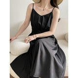 Kim Kardashian Marilyn Monroe Dress Summer Solid Color Suspender Dress