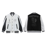 Letterman Jacket Outfit Senior Jackets Varsity Baseball Coat Baseball Uniform Fashion Brand Color Contrast Patchwork Trendy Baggy Coat
