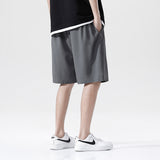 Men Shorts Casual Ice Silk Loose Solid Color Sports