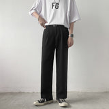 Men Suit Pants Men's Summer Thin Loose Straight Solid Color Casual Pants