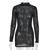 Kesha Black Dress Sexy Flocking See-through Dress