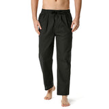 Linen Pants Straight Leg Pants Cotton Loose Casual Elastic Waist Pants Men's Solid Color Trousers