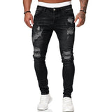 J Shaped Jeans Men's Pants Ripped Matte White Slim-Fit Denim Pants Fashion Pants