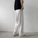 Men Suit Pants Men's Summer Thin Loose Straight Solid Color Casual Pants