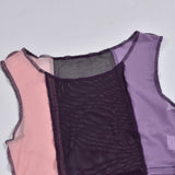 Kesha Black Dress Sexy Mesh See-through Contrast Color Blouse and Pants Women