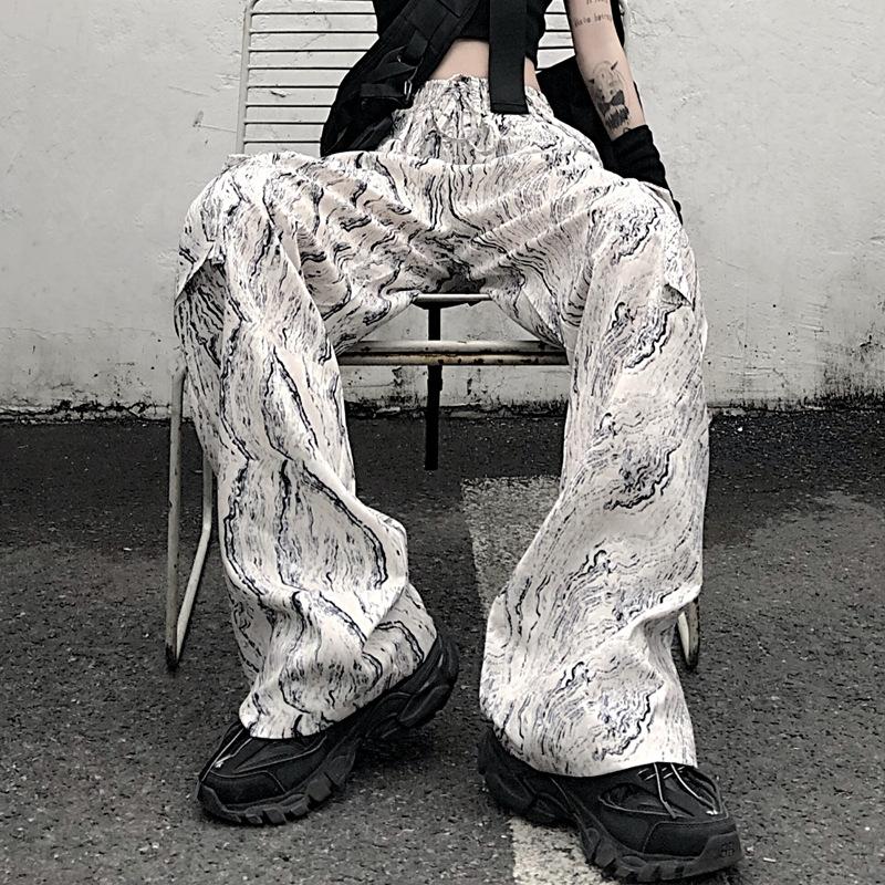 Harajuku Clothing Men Classic Retro Pants Straight Leg Pant Summer Vintage Printed Cargo Pants Men & Women Trendy Casual Pants Trousers