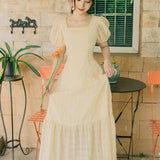 Women Cottagecore Dress Vintage Square Collar Dress