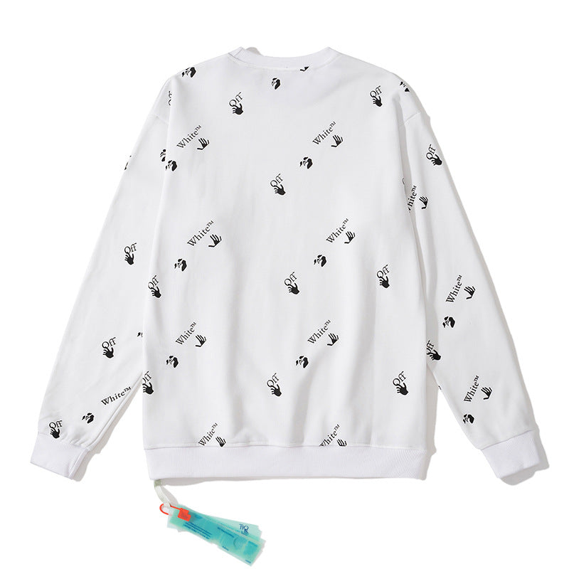 Off White Sweatshirts Long Sleeve round Neck Sweater Autumn and Winter Palm Letter Crew Neck Pullover Terry Sweater