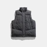 Man Fall Winter Outfis Winter Wear Solid Color Simple Stand Collar Vest Boys Leisure Cargo Top