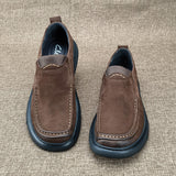 Loafers for Men Cleef Men's Shoes Casual Leather Shoes Men's Middle-Aged Matte Cowhide Slip-on Big Head Leather Shoes