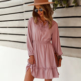 Beth Dutton Outfits Waist Dress Autumn and Winter Long Sleeve Solid Color A- line Dress
