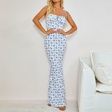 Bella Hadid Dress Floral Print Pleated Backless Tied Spaghetti-Strap Dress