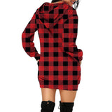 Work Dresses with Pockets Printed Plaid Hooded Long Sleeve Sweater Women's Clothing