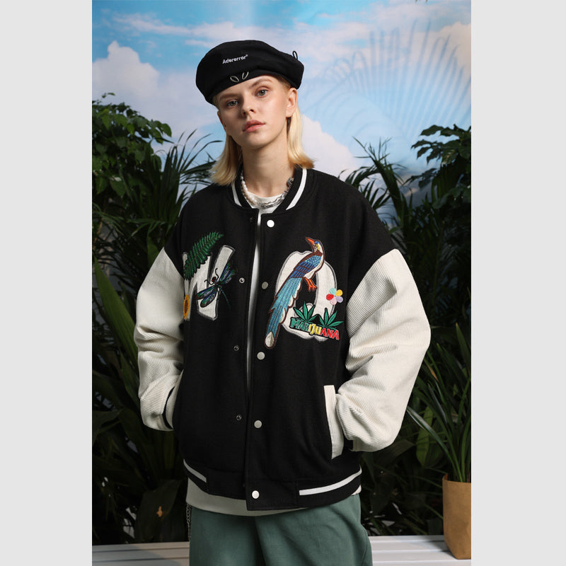 Letterman Jacket Outfit Senior Jackets Varsity Baseball Coat Retro Color Contrast Patchwork Baseball Uniform for Men and Women