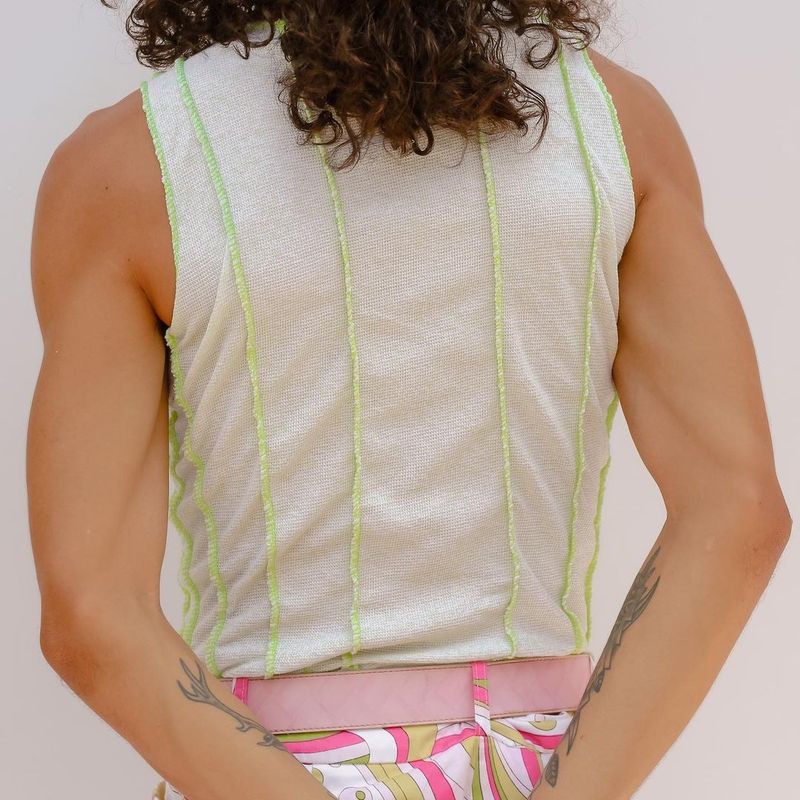 Rave Outfits Mens Vest White Stripes