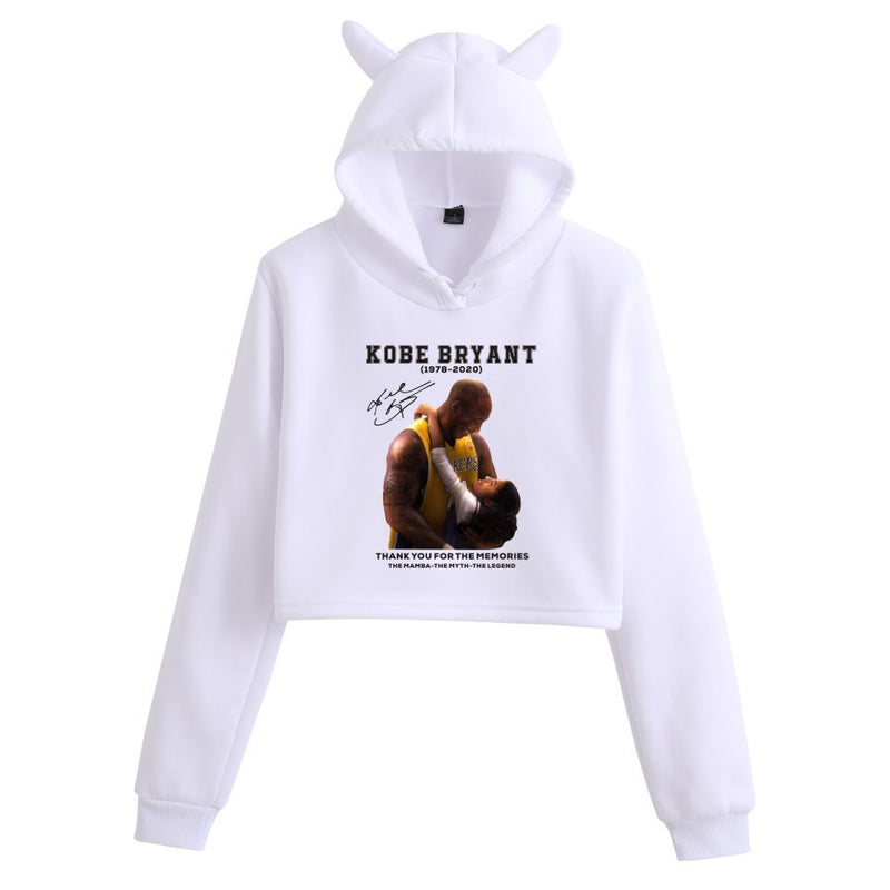 In Memory of Kobe Hoodie Kobe Peripheral Printing Casual Women Navel Cat Ear Sweater