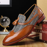 Indo Western Shoes British Style Fashion Men's Shoes Stitching Handmade Carved Breathable Tassel Loafers Leather Shoes