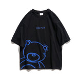 Short Sleeve T-shirt Summer Pure Cotton Cartoon Bear Printed Casual Loose Men's and Women's round Neck Half Sleeve Top Tee