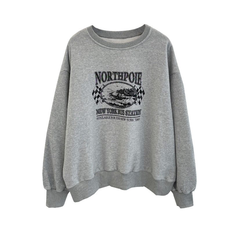 Diana Harvard Sweatshirt Long-Sleeved Sweater round Neck Pullover Thick Fleece Hoodie