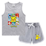 Children Pokemon Pikachu Tshirts & Shorts Casual Sports Sweat-Absorbent Suit Neutral