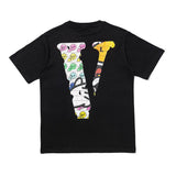 Vlone Rainbow Smiley Face Short Sleeve Men and Women AllMatching Loose HalfSleeve Summer Wear
